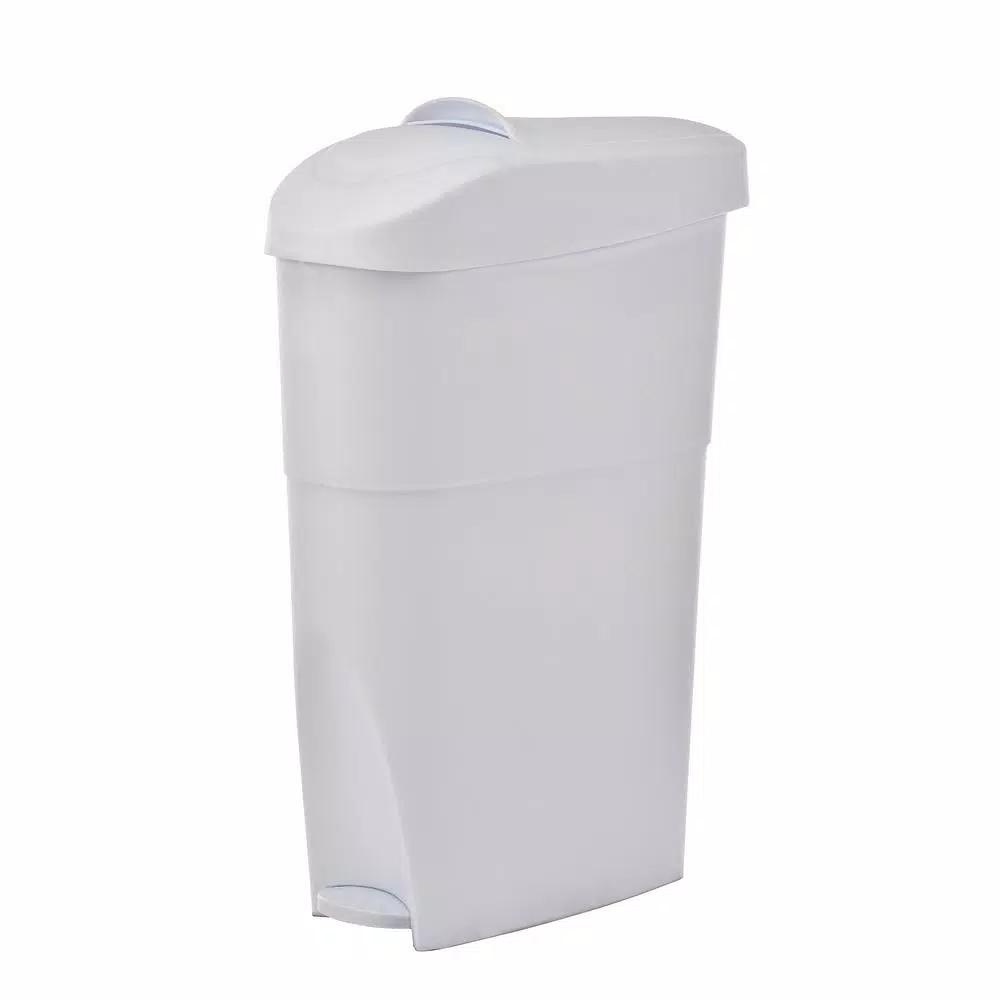 Alpine Industries 19 Qt. White Step-On Sanitary Napkin Receptacle & Waste Basket