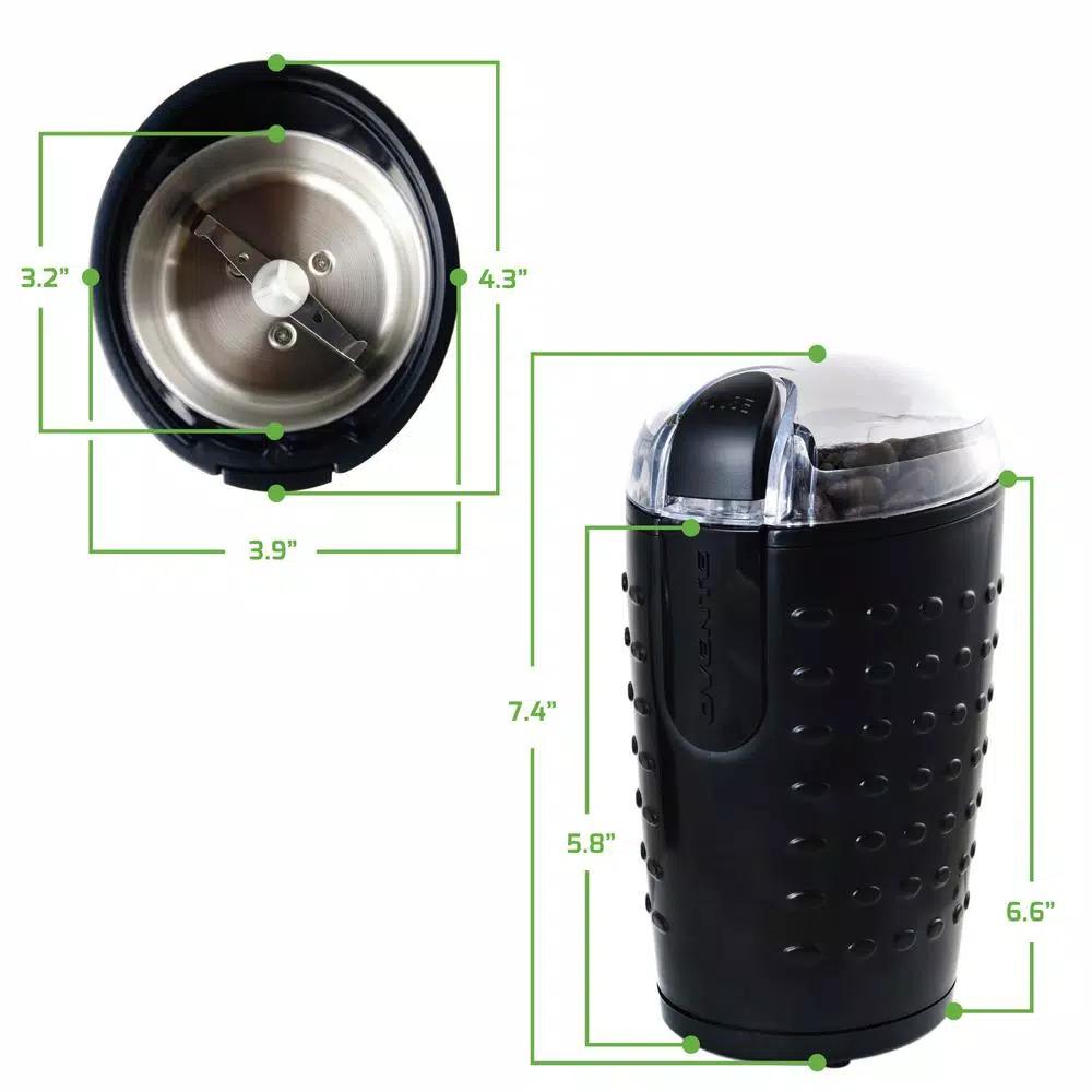 Ovente 150W Electric Coffee Grinder, Stainless Steel Blades, 2.5 oz Capacity, Black