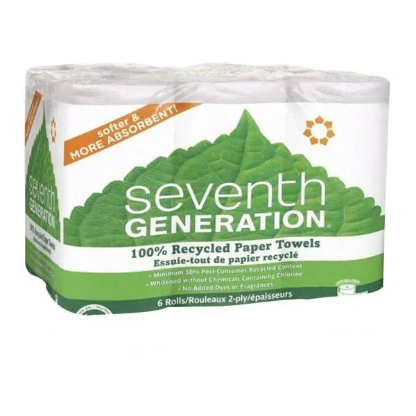 SEVENTH GENERATION Recycled Paper Towels 2-Ply, 11 in. x 5.40 in., 140 Sheets per Roll (6-Pack)