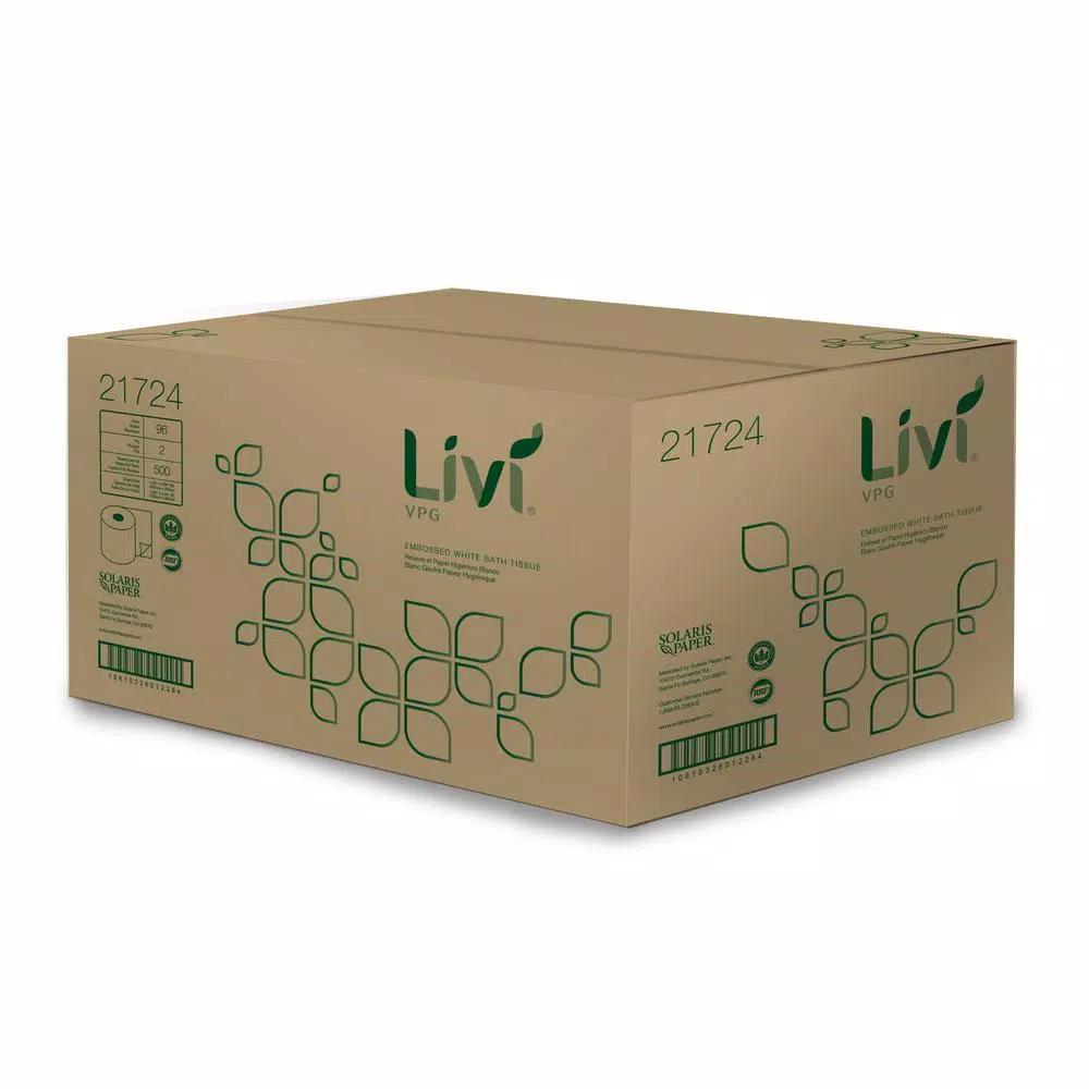 Unbranded LIVI VPG 2-Ply White Bath Tissue, 96 Rolls per Pack
