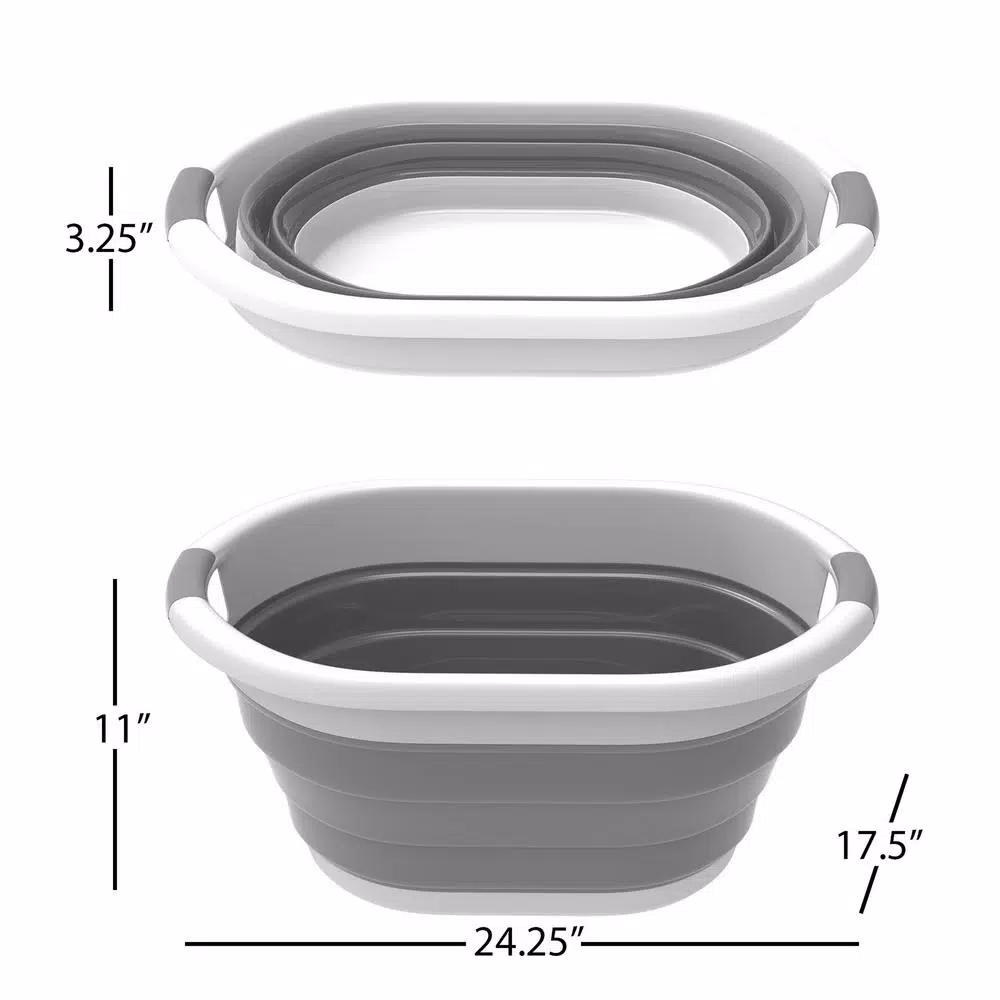 Lavish Home Gray Collapsible Multi-Use Laundry Basket with Comfort Grip Handles