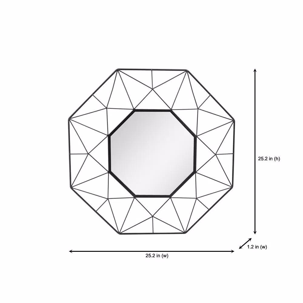 StyleWell Modern Octagonal Black Metal Frame Accent Mirror, 25.2 in.