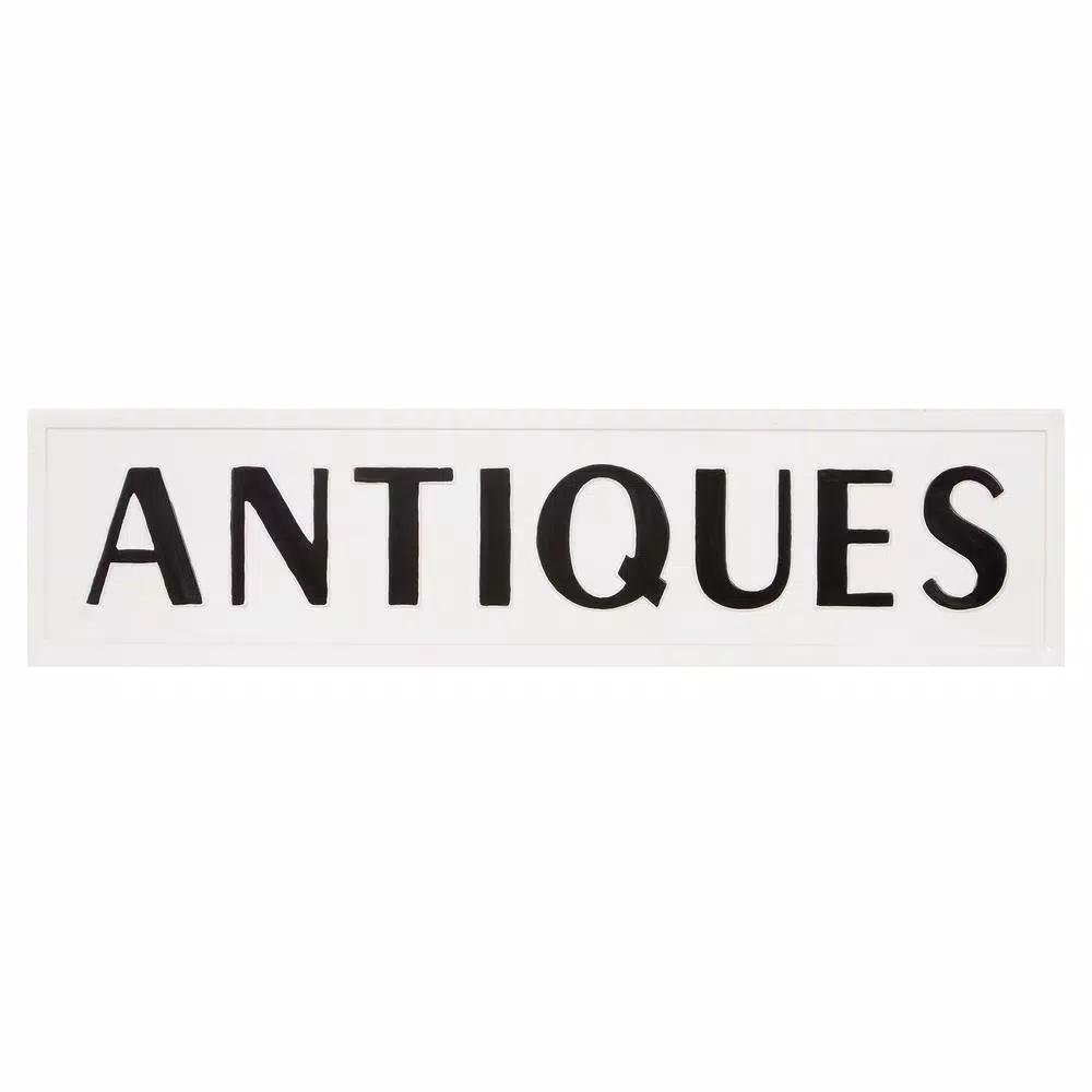 Pinnacle Rustic Antiques White Metal Wall Sign - 36.5 in. x 9.75 in. Farmhouse Tin Enamel Decor