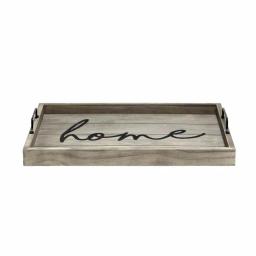 Elegant Designs Rustic Gray Wooden Decorative Serving Tray with Black Metal Handles thumbnail 5