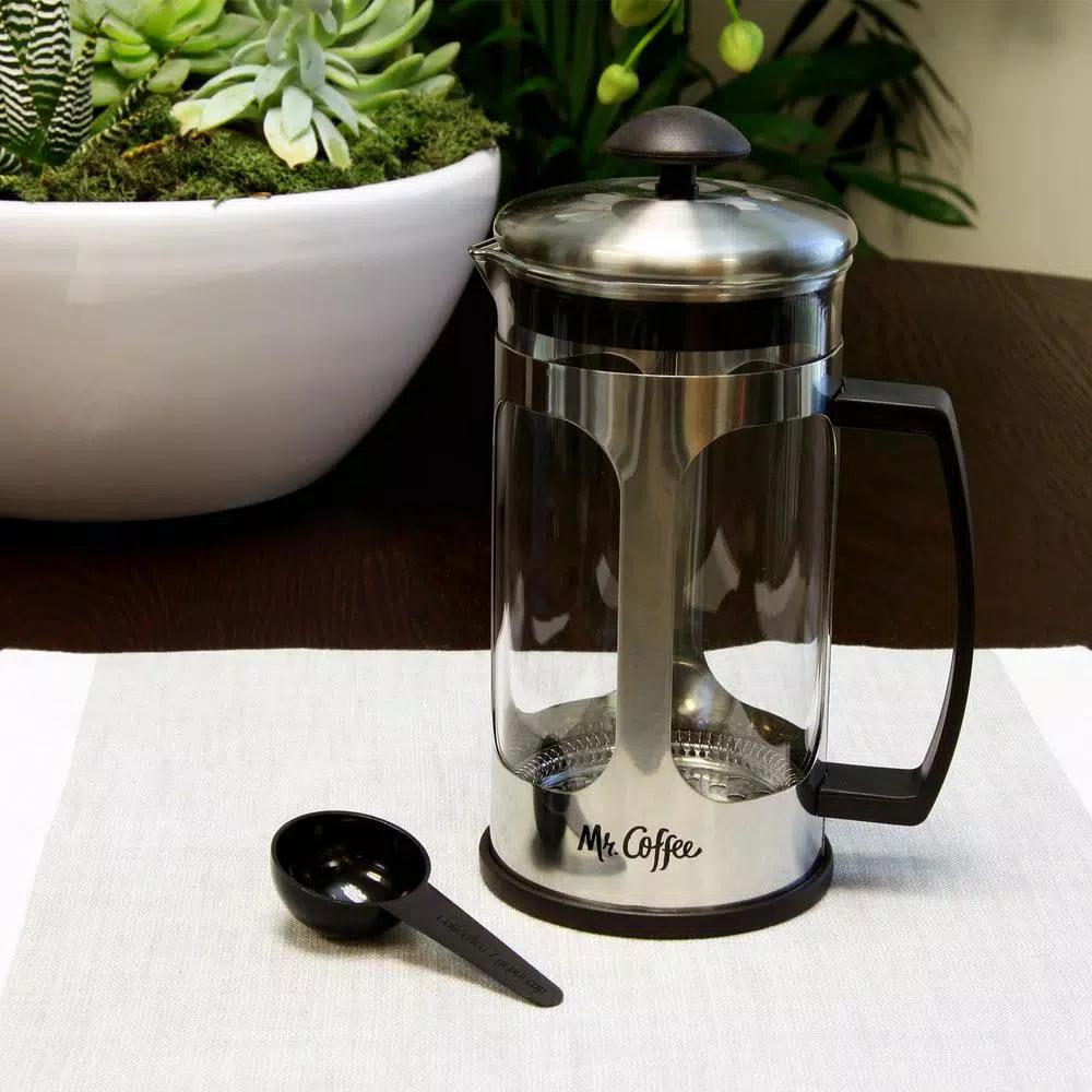 Mr. Coffee Daily Brew 4-Cup Stainless Steel Coffee Press, 38 oz.