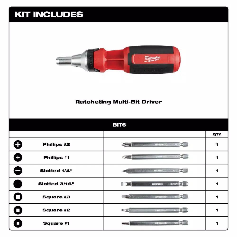 Milwaukee 2-Piece Multi-Bit Screwdriver Set: 9-in-1 Ratcheting & 8-in-1 Compact Drivers
