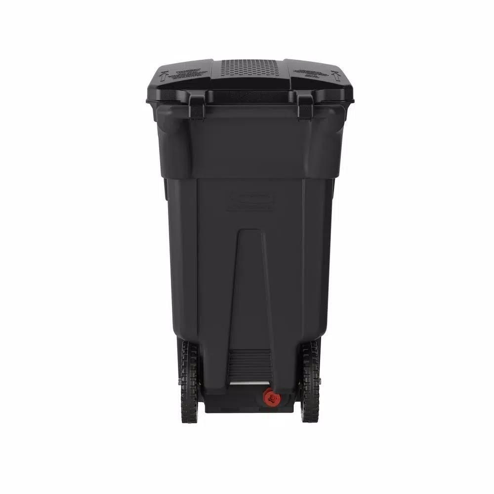 Suncast Commercial 32 Gal. Gray Plastic Wheeled Trash Can with Attached Lid