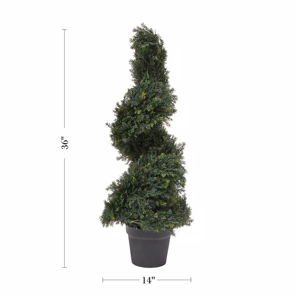 Pure Garden 36 in. Artificial Cypress Spiral Topiary with Pot