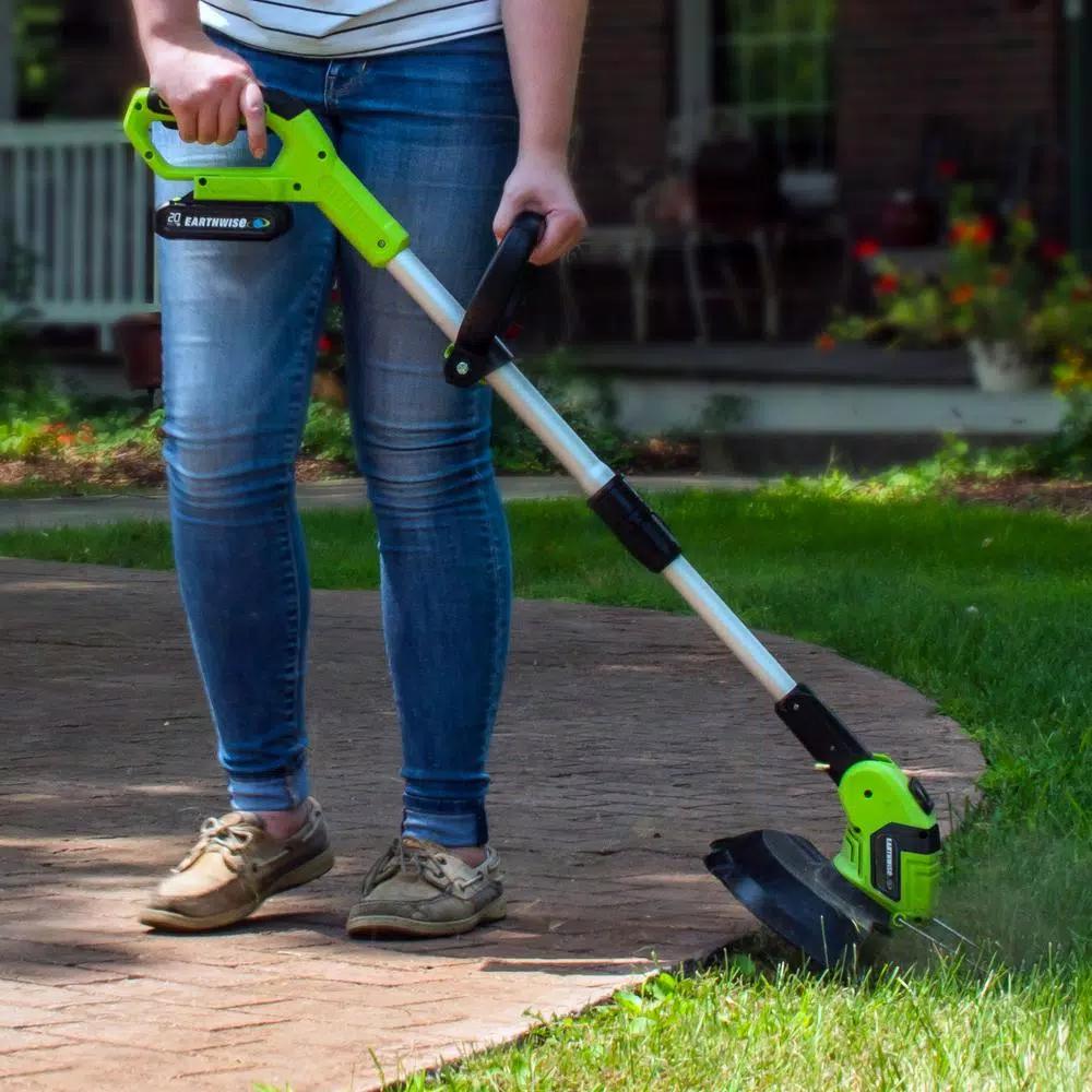 Earthwise 20V Lithium-Ion Cordless String Trimmer with 2.0Ah Battery and Charger, 10 in. Cutting Width