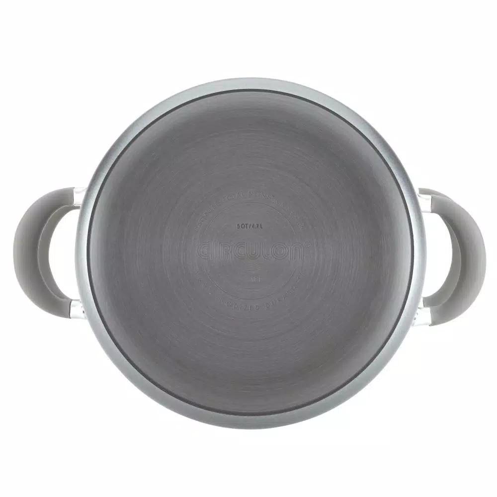 Circulon Elementum 5 Qt. Hard-Anodized Nonstick Multipot with Steamer Insert, Oyster Gray
