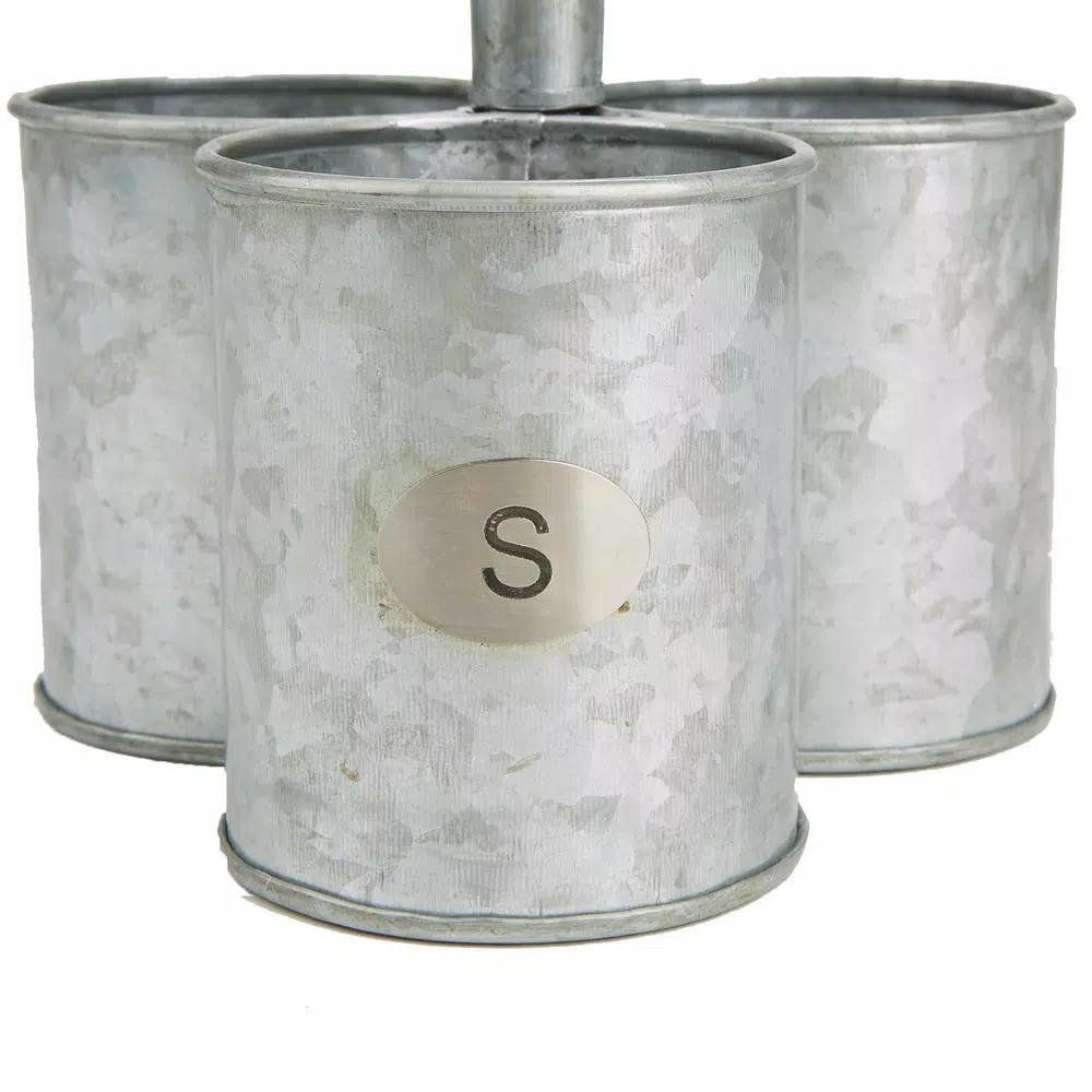 Mind Reader 3-Section Galvanized Metal Utensil Caddy & Silverware Organizer