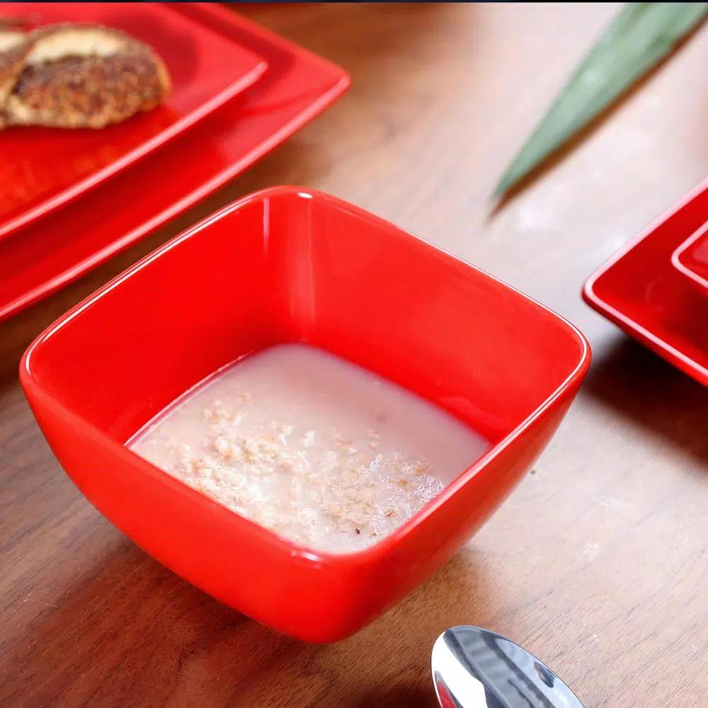 Boyel Living 16-Piece Modern Red Porcelain Dinnerware Set, Service for 4