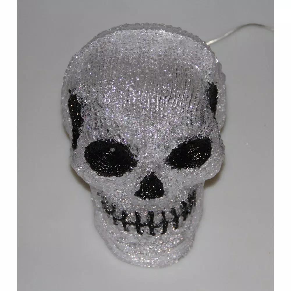Novolink 7.9 in. White LED Decorative Skull Halloween Light - Handcrafted Indoor/Outdoor Decor