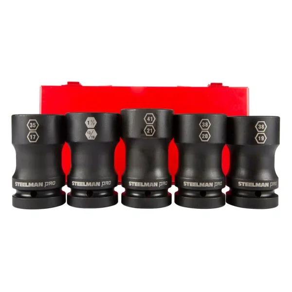 Steelman PRO 79320 1 in. Drive Budd Wheel Combo Impact Socket Set, 5-Piece