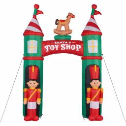 Fraser Hill Farm 10 ft. Santa's Toy Shop Archway Inflatable with White Lights thumbnail 10
