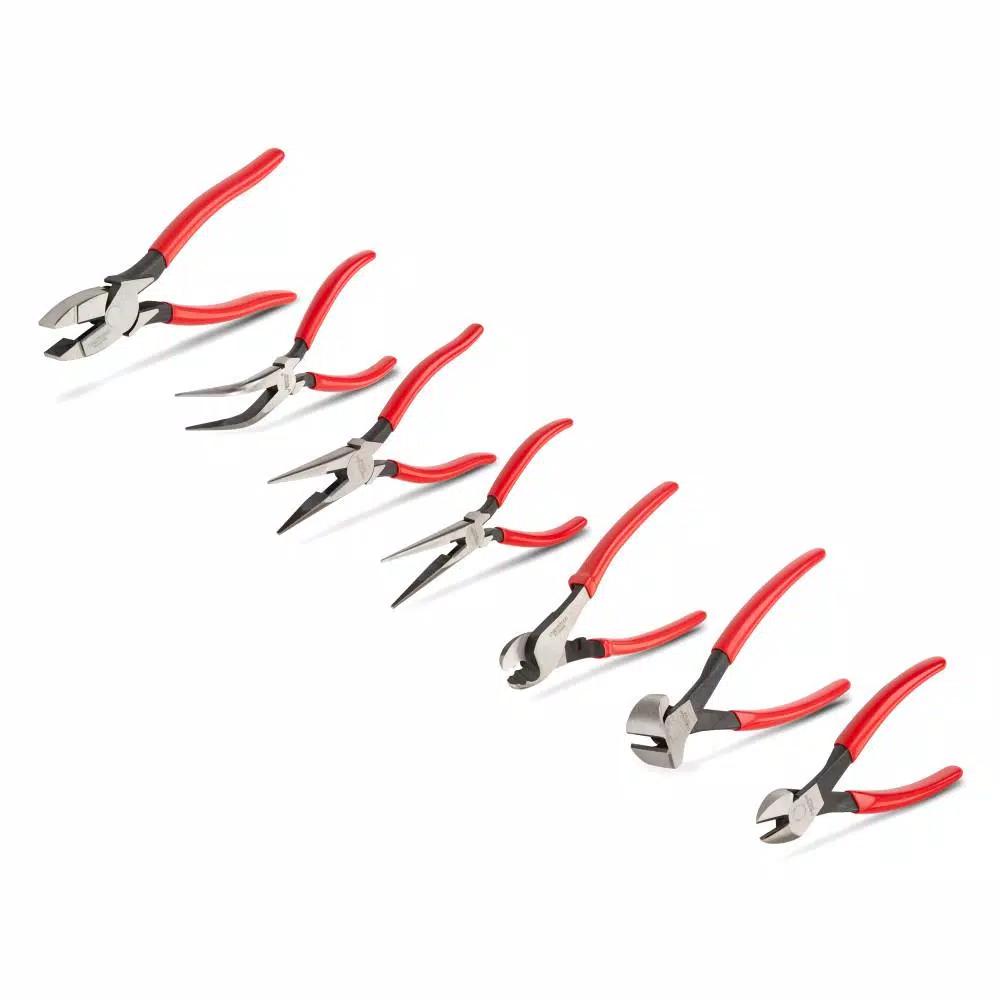 TEKTON 7-Piece Pliers Set with Diagonal, End, Lineman, Long Nose, and Cable Cutting Pliers