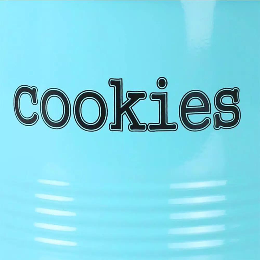 Home Basics Vintage Style Blue Tin Cookie Jar - 14.2 oz Metal Food Storage Container