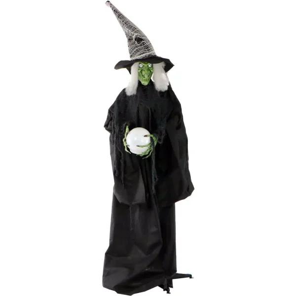 Haunted Hill Farm 6.5 ft. Animatronic Wicked Witch Halloween Prop with Sound and Light
