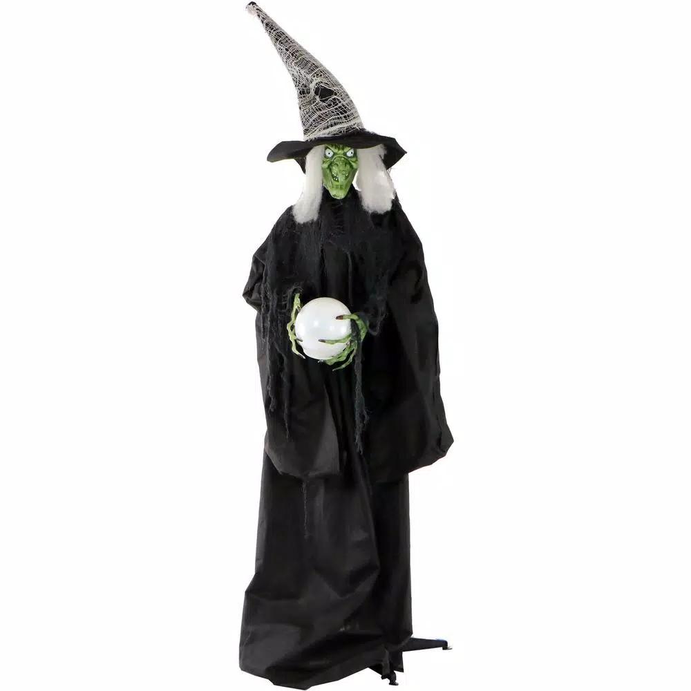 Haunted Hill Farm 6.5 ft. Animatronic Wicked Witch Halloween Prop with Sound and Light