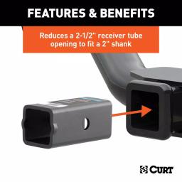 CURT Reducer Sleeve Adapter, 2-1/2" to 2" Receiver Tube Converter thumbnail 3