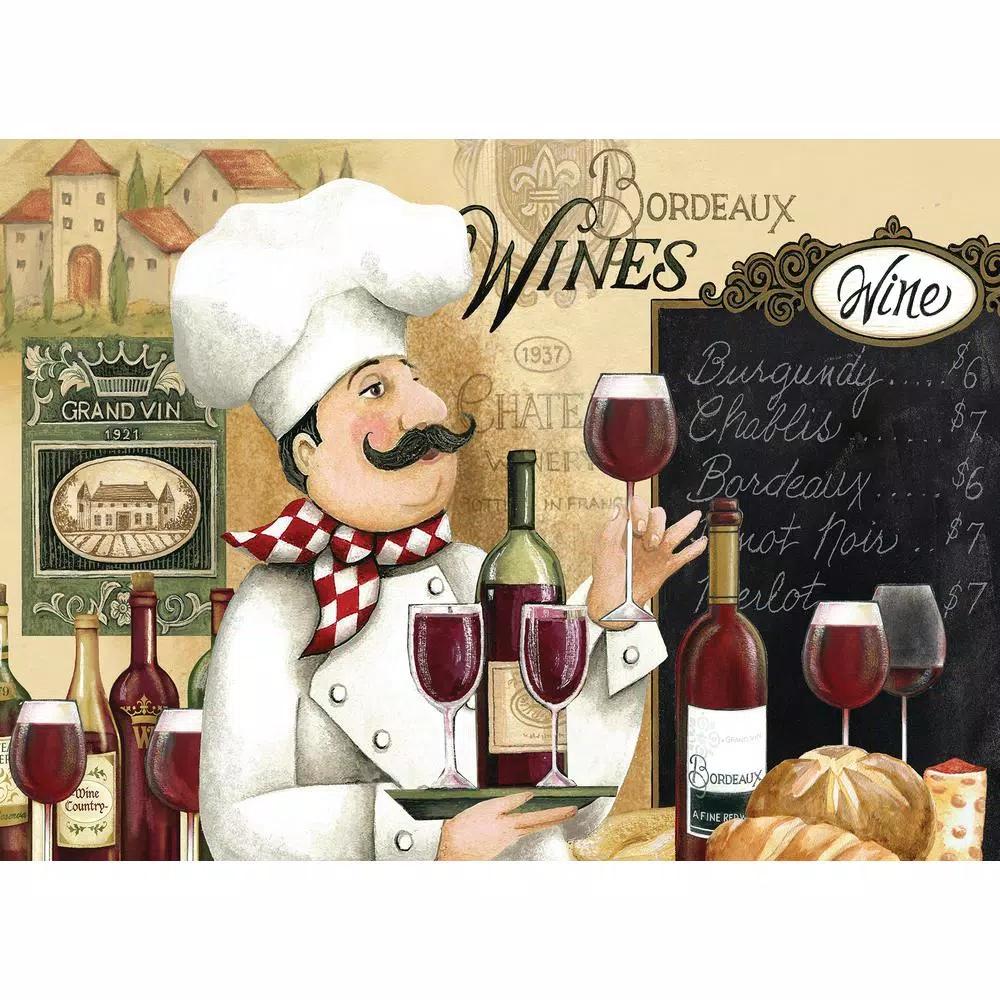 Morgan Home MHF Home Chef and Wine Multi-Colored Polypropylene Placemat Set, 4-Pack