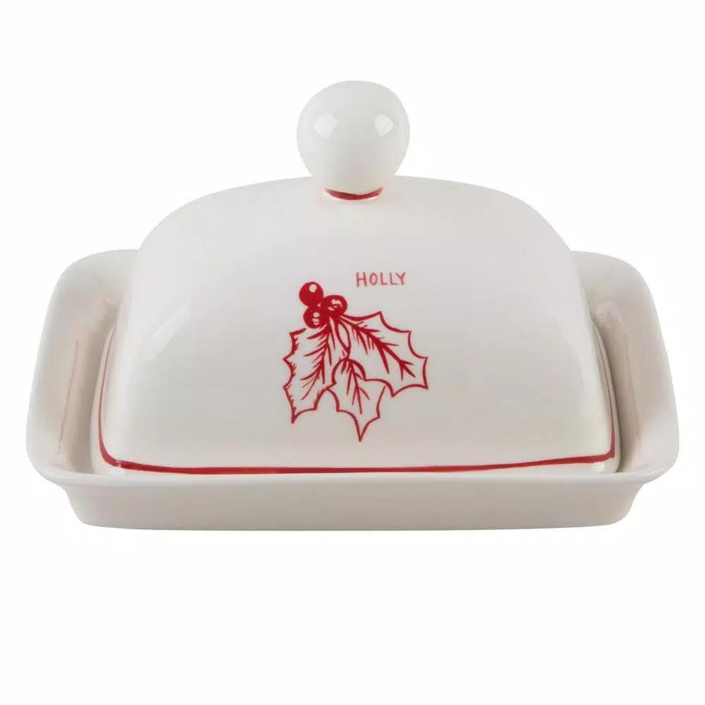 Molly Hatch Holly Butter Dish, 6.75 in. Stoneware Ceramic Serving Set