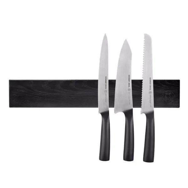 SCHMIDT BROS. 18 in. Ebony Stained Red Oak Magnetic Knife Bar - Black Cutlery Wall Mount