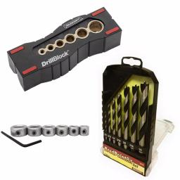 Milescraft Precise Drilling Bundle: DrillBlock Guide, Brad Point Bit Set, and Drill Stop Set thumbnail 1