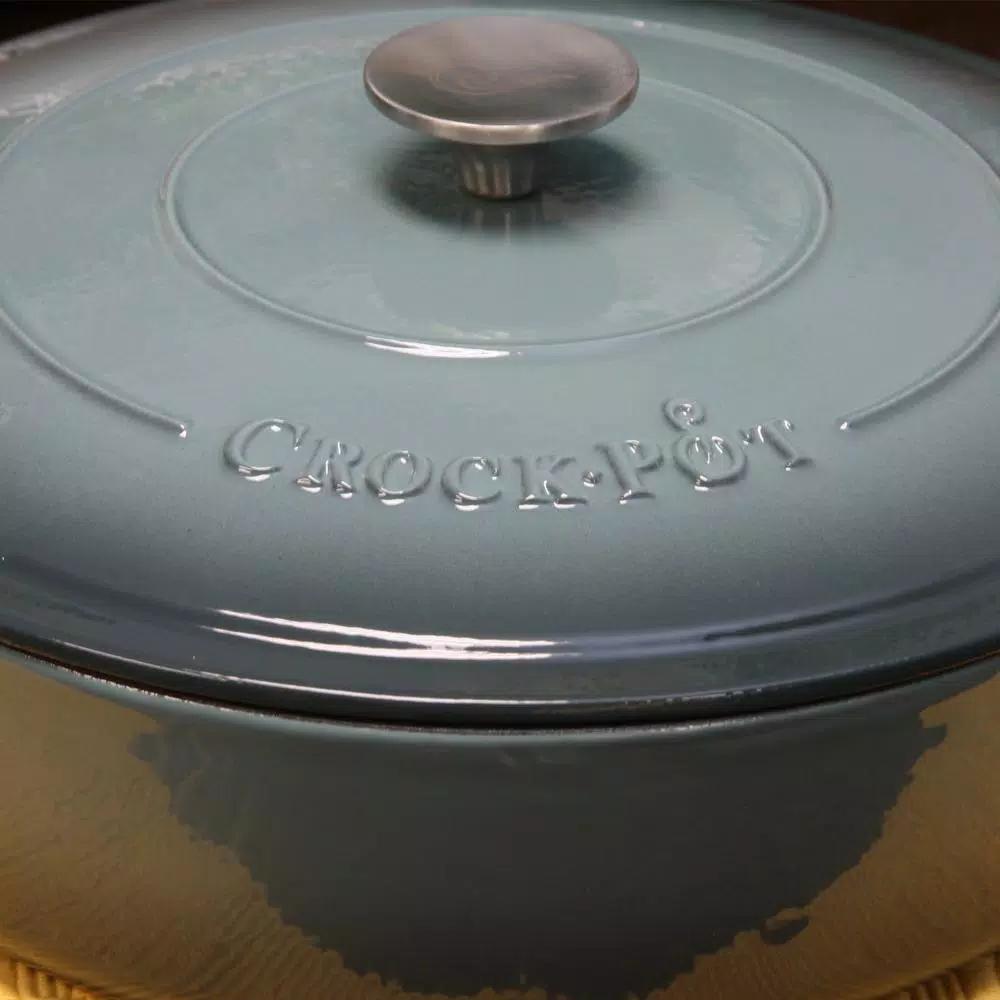 Crock-Pot Artisan 5 Qt. Enameled Cast Iron Round Braiser Pan with Self-Basting Lid