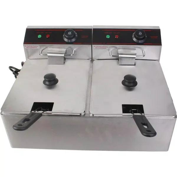 Costway 5000W Dual Tank Electric Countertop Deep Fryer, Stainless Steel Commercial & Home Restaurant Fryer