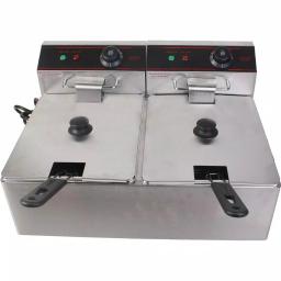 Costway 5000W Dual Tank Electric Countertop Deep Fryer, Stainless Steel Commercial & Home Restaurant Fryer thumbnail 1