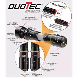 Smartech Products Duotec RR-2000 2000 Lumen LED Flashlight and 5000 mAh Power Bank Multi-Tool thumbnail 6