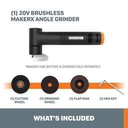 Worx MAKERX 20V Brushless Angle Grinder Rotary Tool Attachment with 4 Accessories (Tool-Only) thumbnail 6