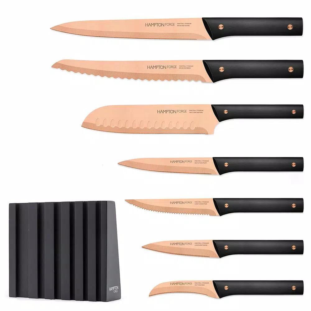 Hampton Forge Knight 13-Piece Titanium Plated Cutlery Set with Wooden Storage Block
