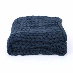Noble House Marnie Blue Acrylic Throw Blanket - Modern Solid Pattern thumbnail 2