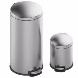 Innovaze Stainless Steel Round Step-on Trash Can Set, 8 Gal/30L and 1.3 Gal/5L, Fingerprint Resistant thumbnail 1