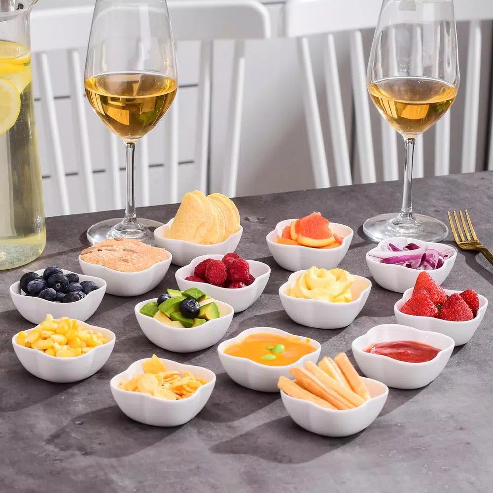 MALACASA 3 in. White Porcelain Ramekins Set of 12, Ceramic Serving Bowls for Creme Brulee and Dipping Sauces