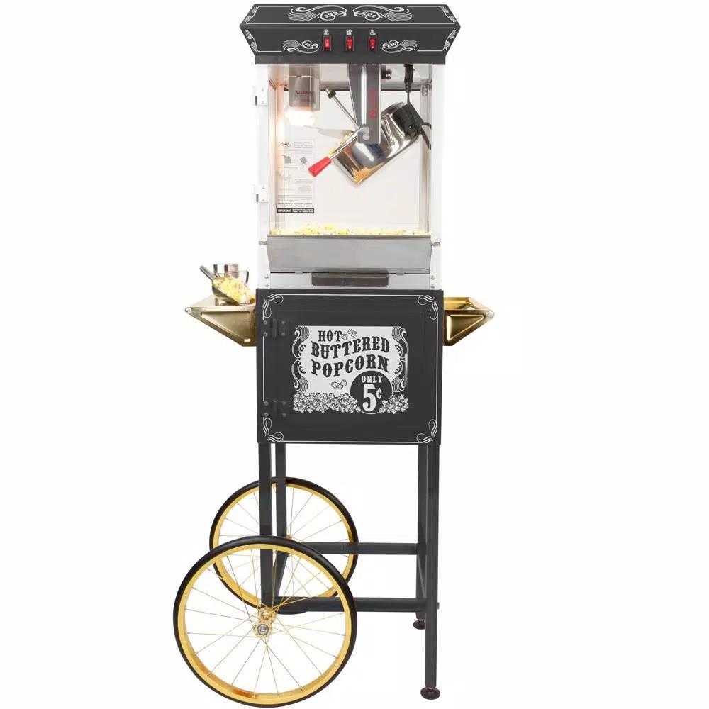 Funtime Sideshow Popper 8 oz. Popcorn Machine and Cart, Traditional Style Theater Popcorn Maker