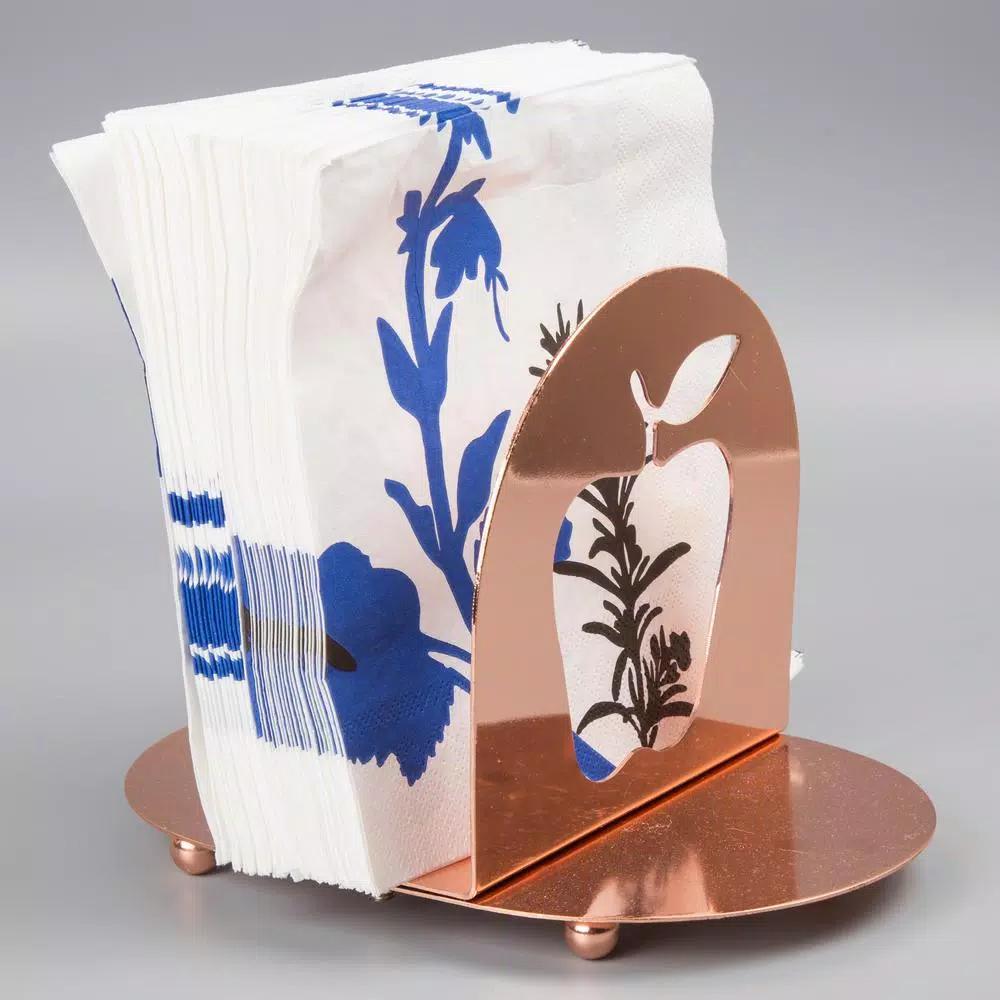 Creative Home Copper Plated Metal Napkin Holder with Apple Laser Cut Design