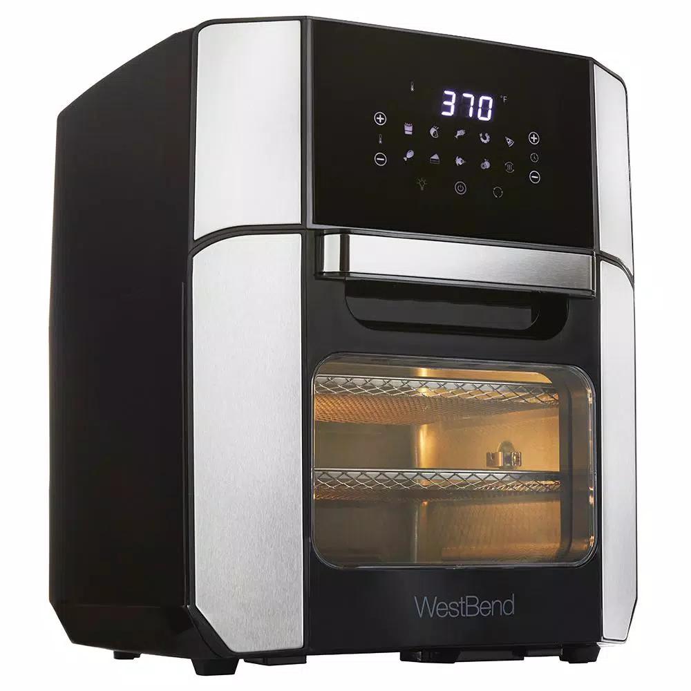 West Bend 12.6 QT XL Air Fryer Oven with Rotisserie, 10 Presets & Cyclonic Crisping Technology, Black