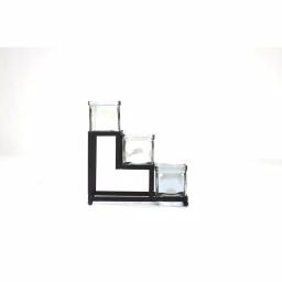 Mind Reader 3-Tier Black Metal Condiment Server with 3 Removable 8 oz. Glass Jars thumbnail 2