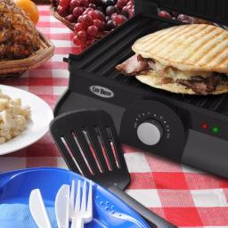 Chef Buddy 1400W Large Non-Stick Panini Press and Countertop Grill, Silver thumbnail 4