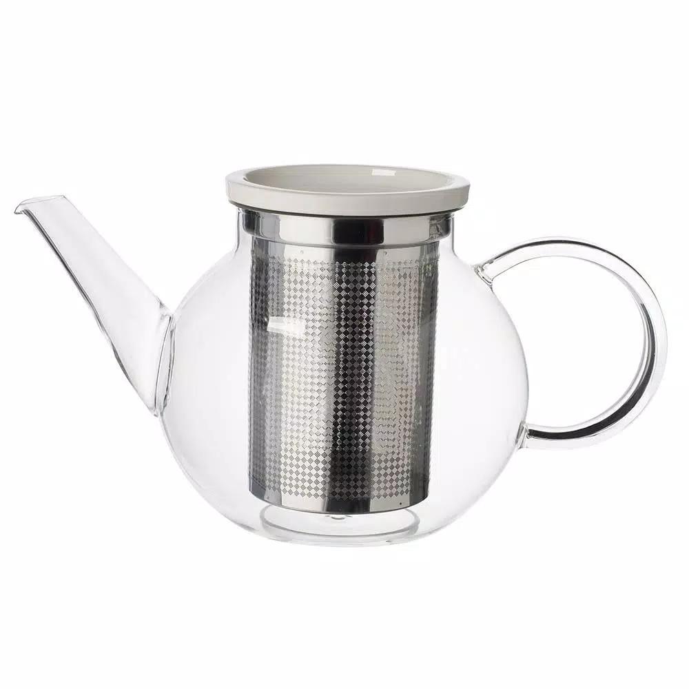 Villeroy & Boch Artesano 4-Cup Double Walled Glass Teapot with Removable Stainless Steel Strainer
