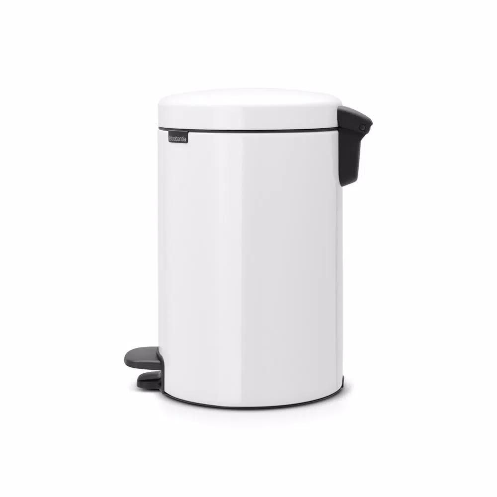 Brabantia Icon 3.2 Gal. White Steel Step-On Trash Can with Soft-Close Lid