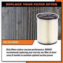 RIDGID Replacement Filter Set: VF4000 Pleated Paper & VF7000 Foam Filter for 5 Gal. or Larger Wet/Dry Vacuums thumbnail 13