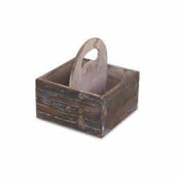 Cheungs Brown Wooden Square Caddy Decorative Tray with Raised Handle thumbnail 2