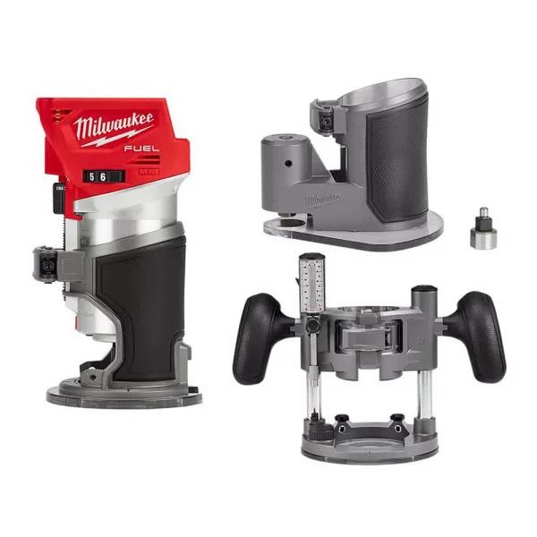 Milwaukee M18 FUEL 18V Brushless Cordless Compact Router with Plunge and Offset Bases
