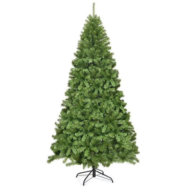 Costway 9 ft. Slim Fraser Fir Artificial Christmas Tree, Unlit Green with 2094 Tips