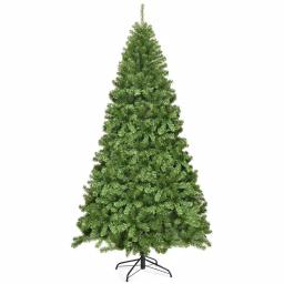 Costway 9 ft. Slim Fraser Fir Artificial Christmas Tree, Unlit Green with 2094 Tips thumbnail 1