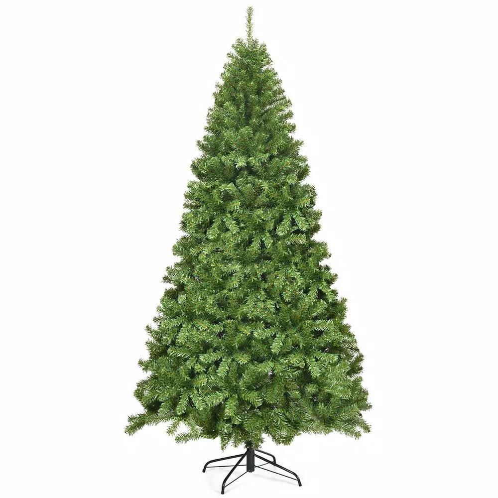Costway 9 ft. Slim Fraser Fir Artificial Christmas Tree, Unlit Green with 2094 Tips